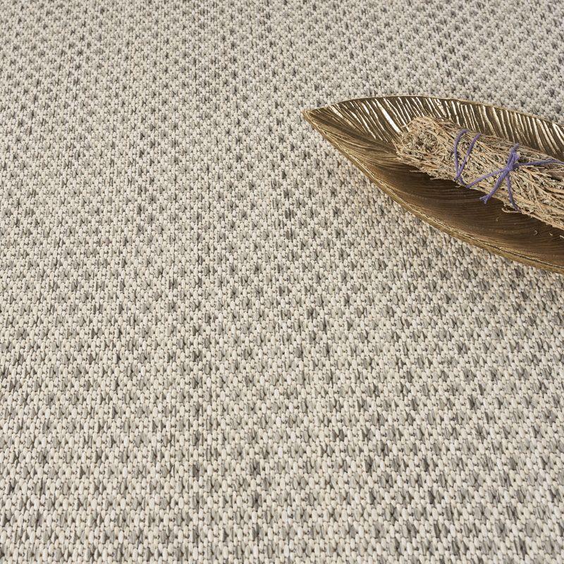 Nourison 5' x 5' Courtyard Modern Easy Care Flatweave Indoor Outdoor Round Rug Ivory/Silver