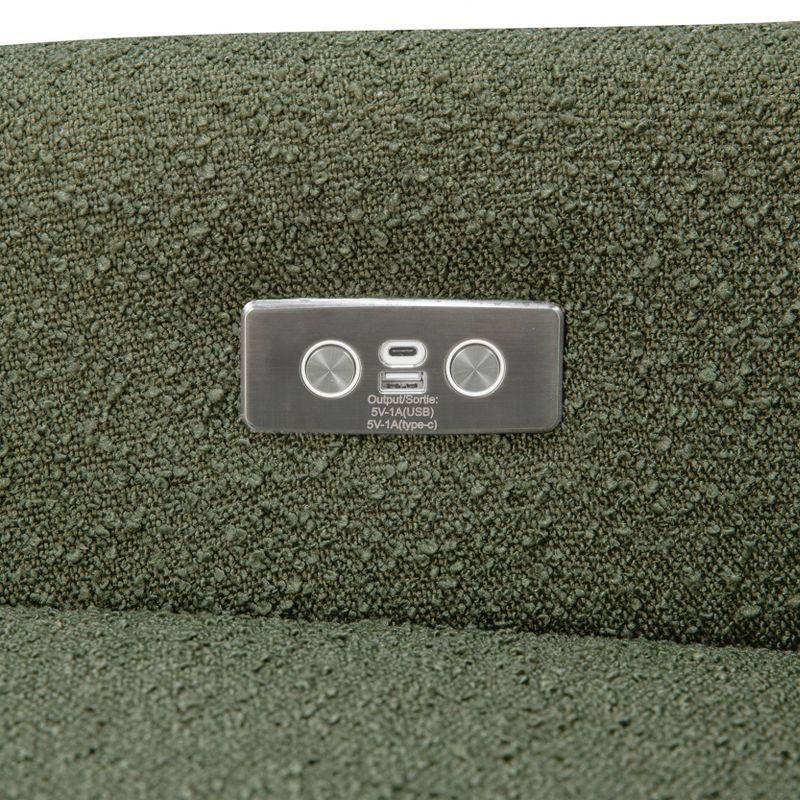 Babyletto Kiwi Olive Green Boucle Nursery Power Glider Recliner Chair with Light Wood Base