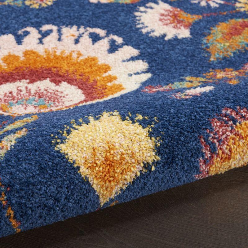 Navy Multicolor Floral Synthetic 8' x 10' Easy-Care Area Rug