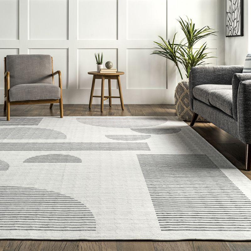 Ivory Geometric Easy-Care Reversible Area Rug, 8' x 10'