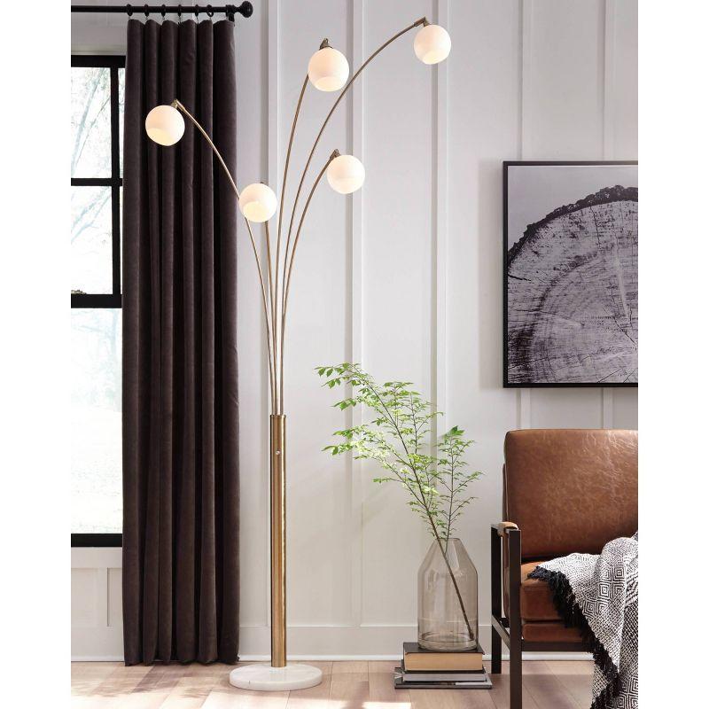 Taliya Adjustable White and Gold Metal Arc Floor Lamp