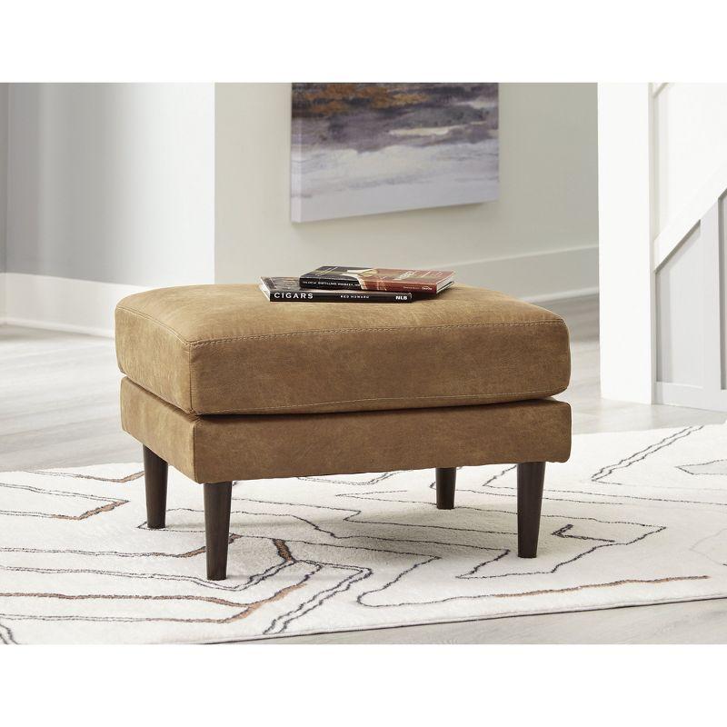 Tullera Caramel Faux Leather Ottoman with Accent Legs