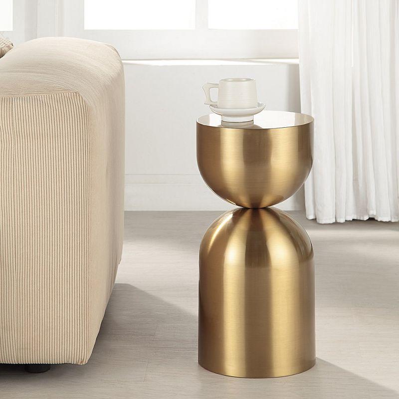 Golden Round Metal Contemporary Accent Table