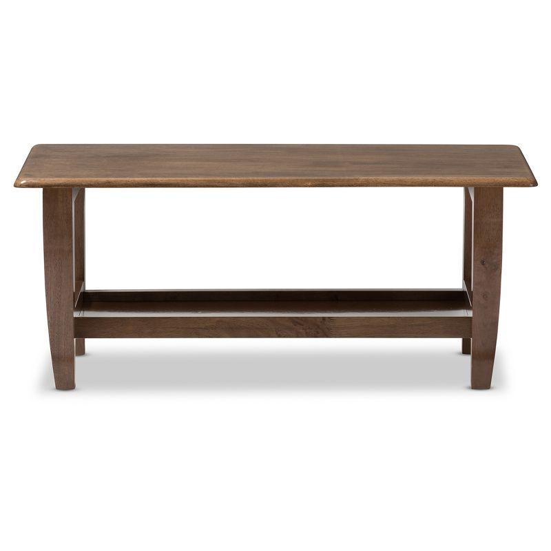 Pierce Mid-Century Modern Finished Coffee Table: Rubberwood Shelf, Lounge Style - Baxton Studio