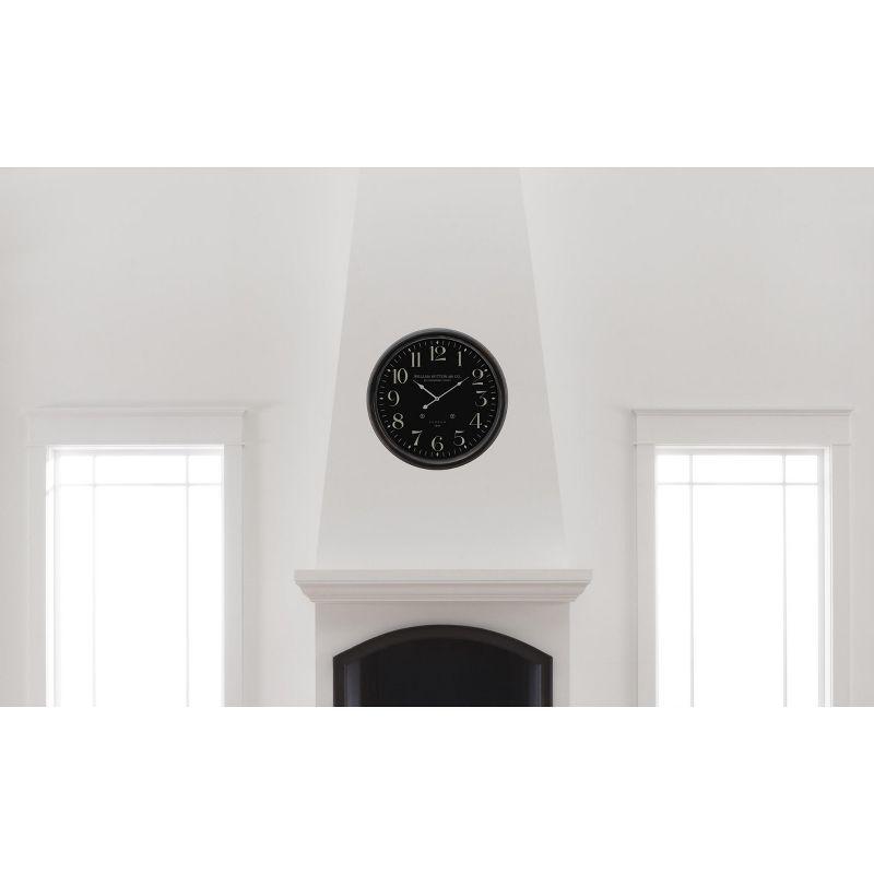 25" Round Iron Wall Clock Black - Yosemite Home Decor: Modern Analog Indoor Timepiece, 1 AA Battery Required