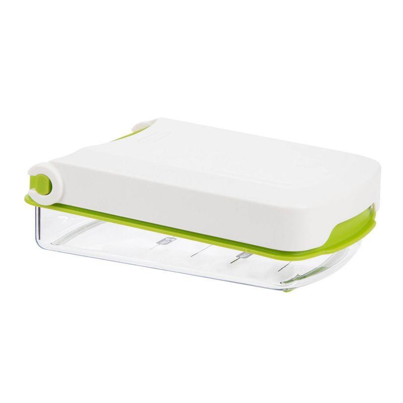 Prepworks Compact Veggie Chopper: Manual Food Chopper & Slicer, Stainless Steel Blade, Dishwasher-Safe, Green/White/Clear