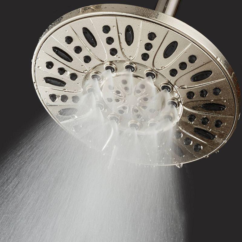 AquaDance 7" Six Setting High Pressure Ultra Luxury Giant Rainfall Shower Head Brushed Nickel: ABS & Brass, 2.5 GPM