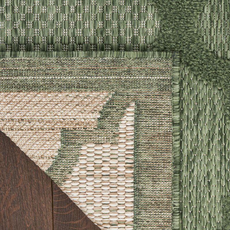 Nourison Easy Care 2'2" x 7'6 Green Modern Flatweave Indoor/Outdoor Rug