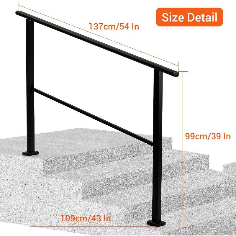 Metal Hand Rails for Outdoor Steps, Outdoor Handrail Stair Railing Kit, Exterior Hand Rails, 4 Steps