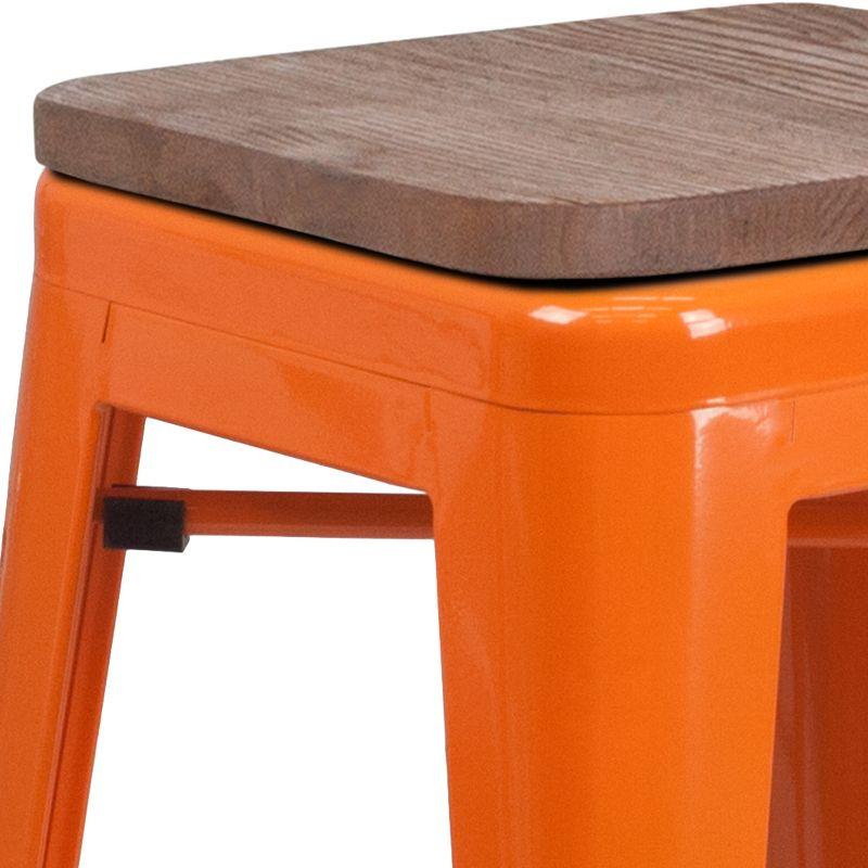 Margherite 30" High Backless Metal Barstool with Square Wood Seat