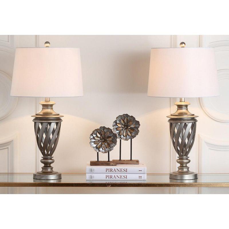 Byron 28.5 Inch H Urn Table Lamp (Set of 2) - Antique Silver - Safavieh