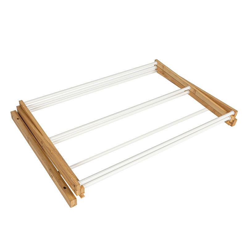 Household Essentials Bamboo and Metal Wall Mount Extendable Drying Rack