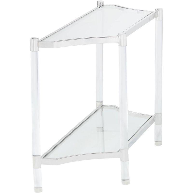 55 Downing Street Erica Modern Acrylic Rectangular Console Table 48" x 16" with Shelf Clear Thin Legs for Living Room Bedroom Bedside Entryway House