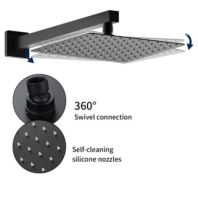 12in. Rain Shower Head System with Bath Tub Faucet Set and Handheld in Matte Black