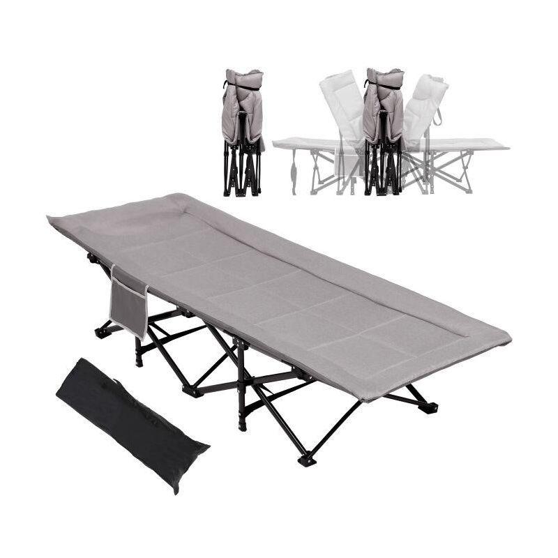 Gray Heavy Duty Folding Camping Cot with Padded Cushion