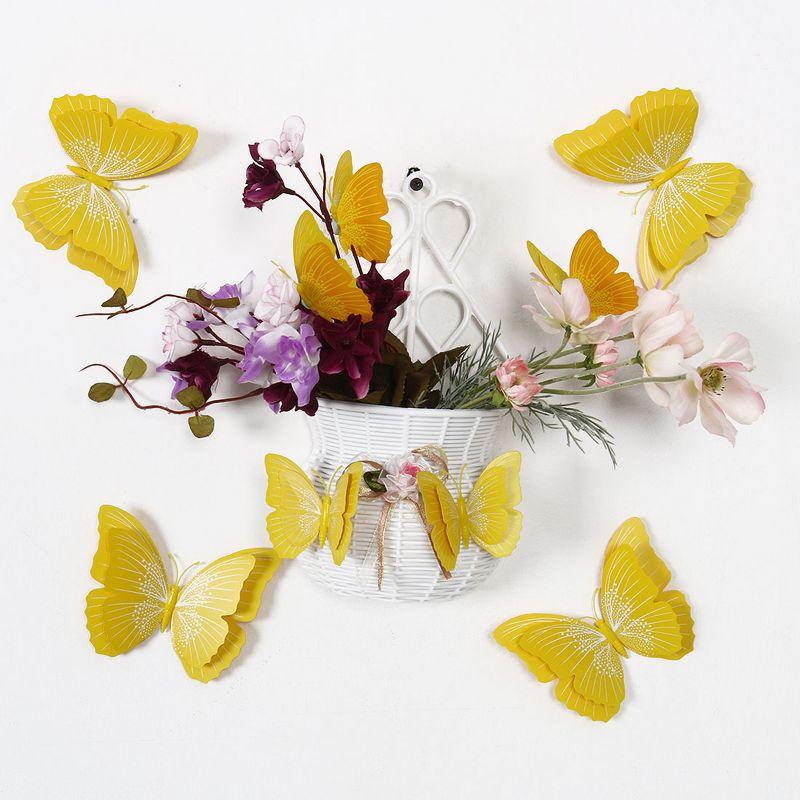 Unique Bargains Room 3D Butterfly Wall Stickers 12 Pcs Yellow