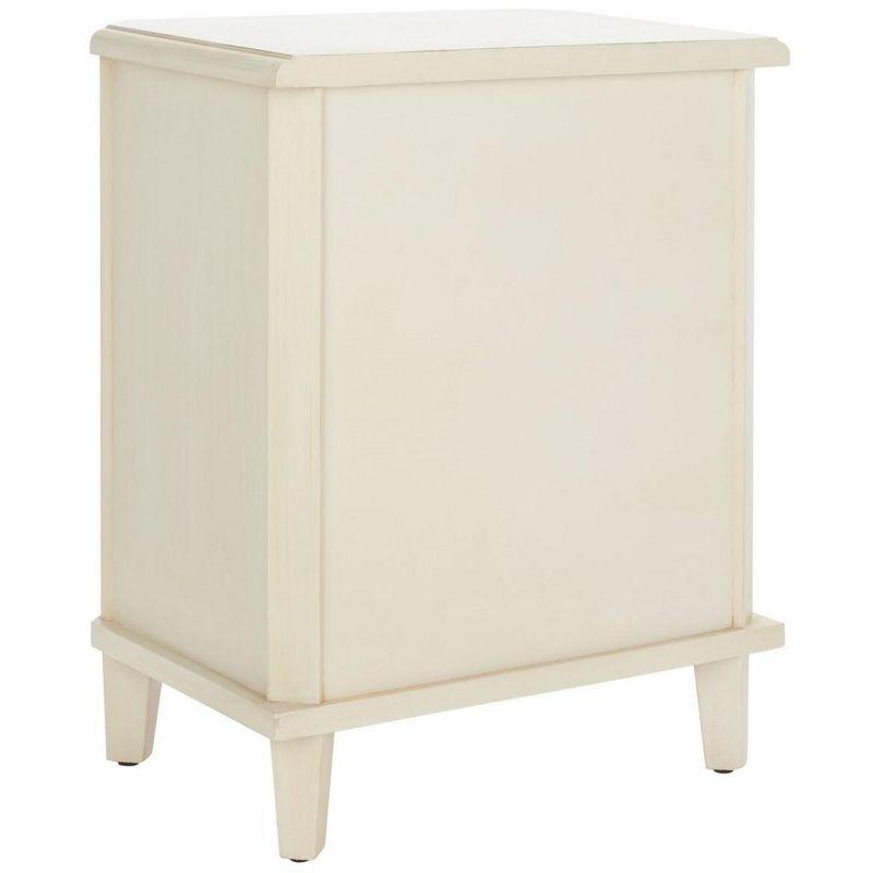 Transitional White Wood & Metal Nightstand with 3 Storage Drawers