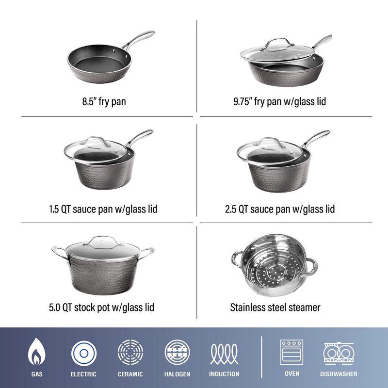 Granitestone Granitestone Hammered 10 Piece Aluminum Nonstick Cookware Set with Stay Cool Handles, Oven & Dishwasher Safe