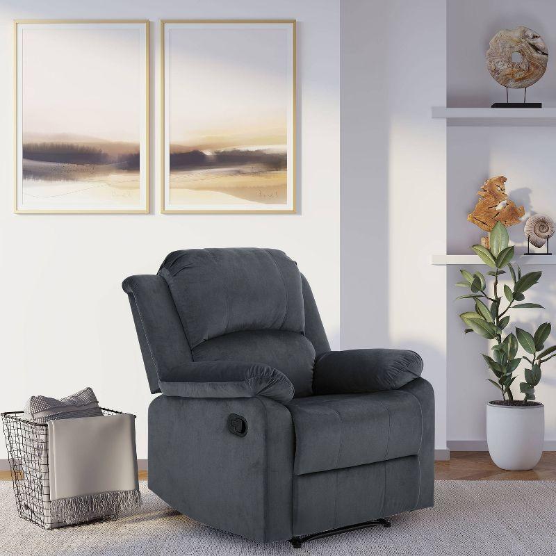 Dorian Slate Grey Microfiber Recliner with Wood Frame