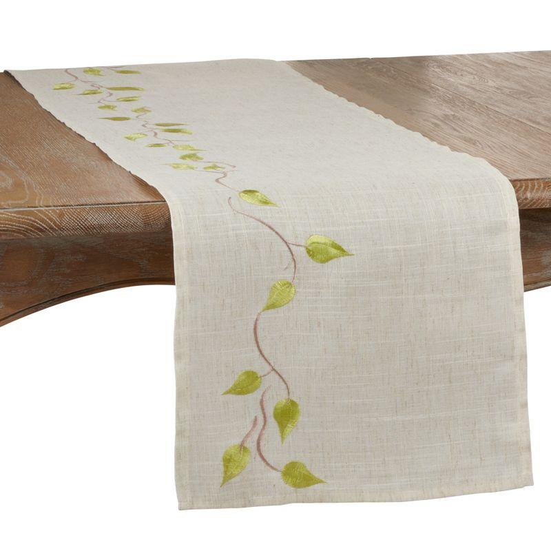 Saro Lifestyle Embroidered Vine Runner, Natural, 16" x 72"