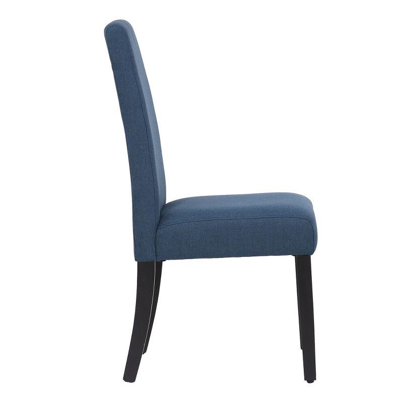 Blue Upholstered Parsons Dining Side Chair with Rubberwood Legs