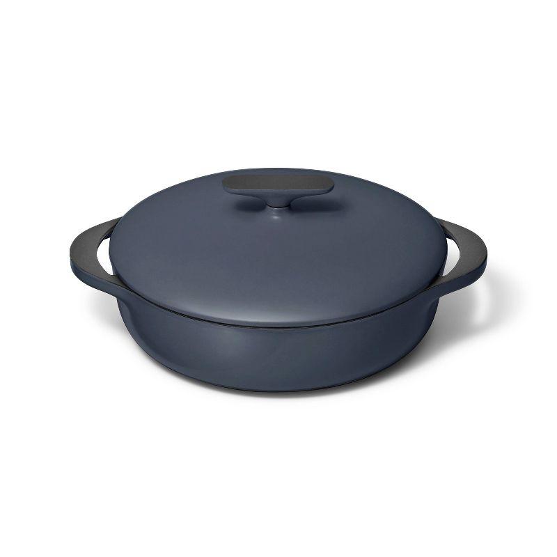 Midnight Blue Enameled Cast Iron Braiser with Lid, 3.5 Qt