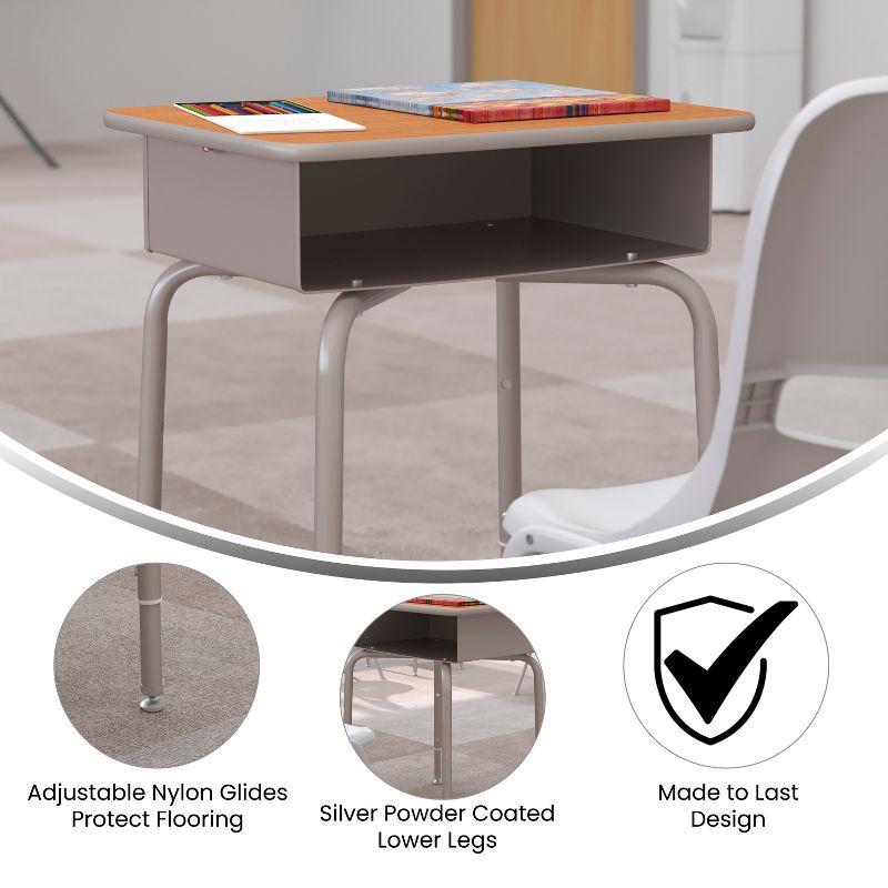 Flash Furniture Goddard Height-Adjustable Open Front Student Desk with Metal Book Box