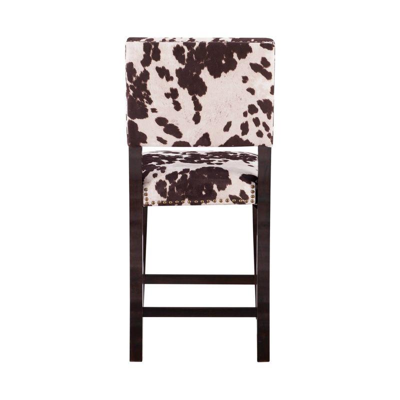 Linon 24" Corey Microfiber Upholstery Counter Height Barstool Cow print : Farmhouse Style, Wood Frame, Footrest