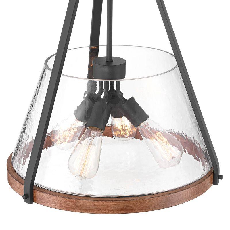 Franklin Iron Works Dana 19 1/2" Farmhouse Rustic Pendant Chandelier Ceiling Light Fixture Dining Room Over Table Hanging 4-Light Black Wood Finish