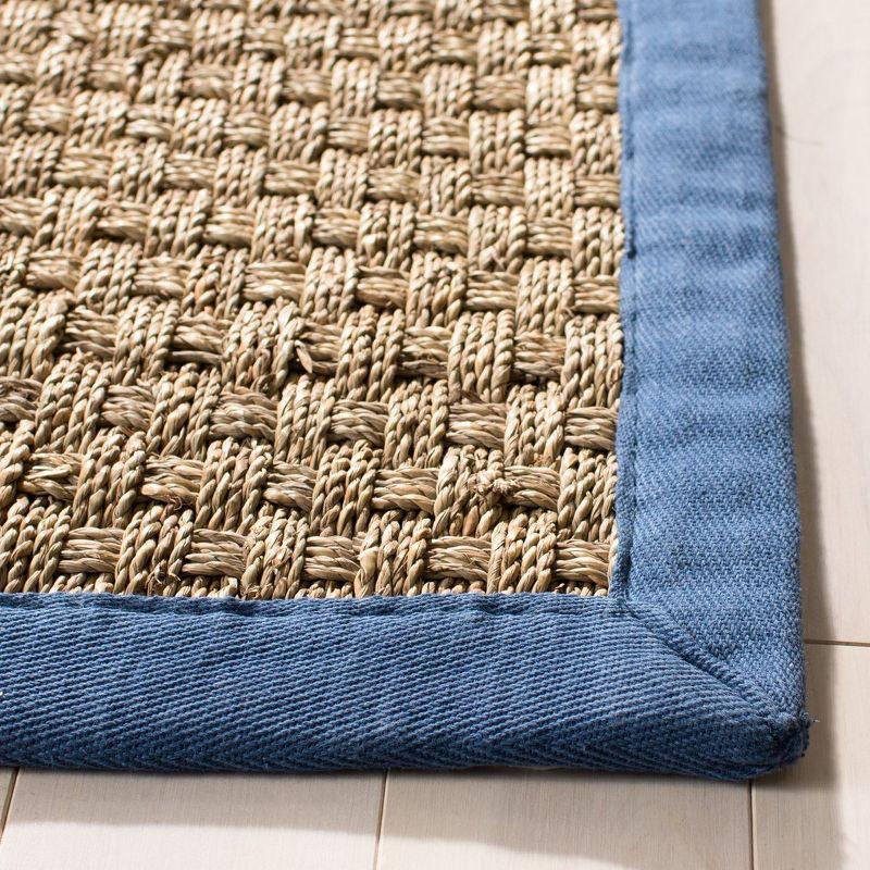 Blue and Natural Square Cotton Area Rug