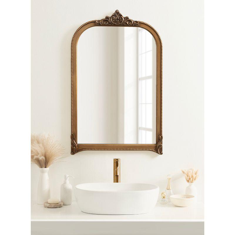 Kate & Laurel All Things Decor 24"x38" Hubanks Arched Wall Mirror Gold