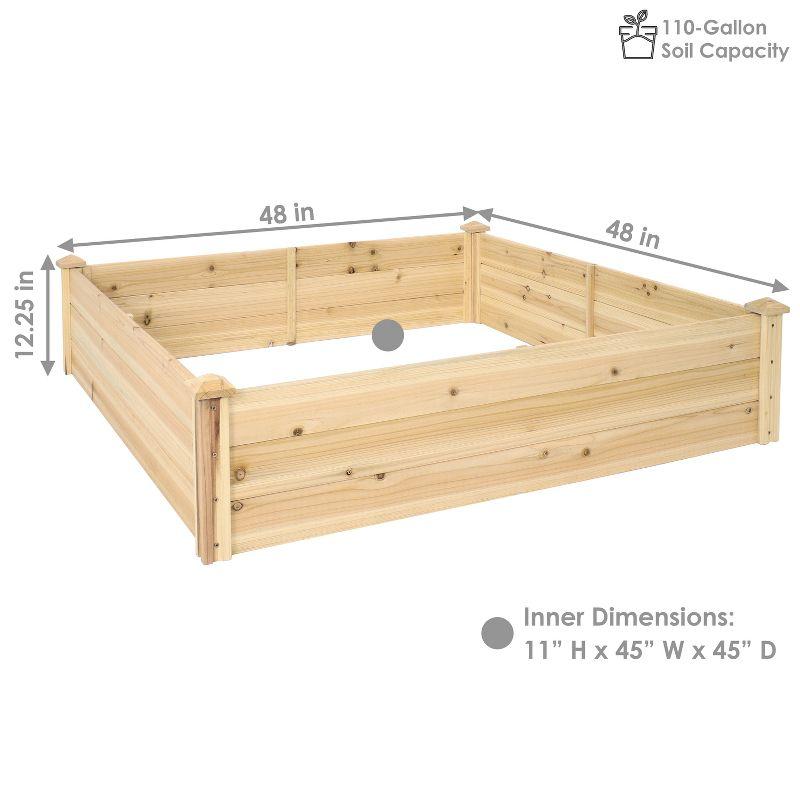 Sunnydaze Outdoor Square Wood Raised Garden Bed for Flower, Vegetable, and Herb Gardening - 48" Square - Brown