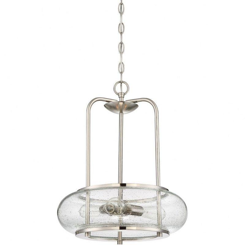 Edison Tribute 16'' Brushed Nickel 3-Light Pendant with Seedy Glass Shade