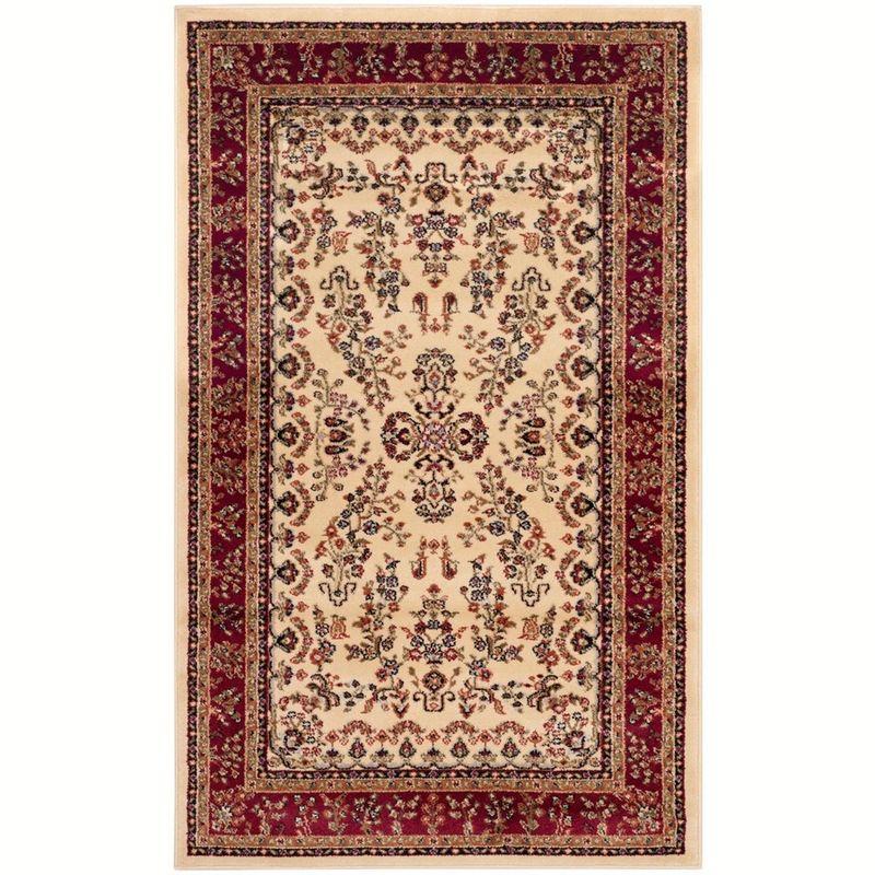 Lyndhurst Sarouk LNH331 Power Loomed Area Rug - Ivory/Red - 4'x6' - Safavieh