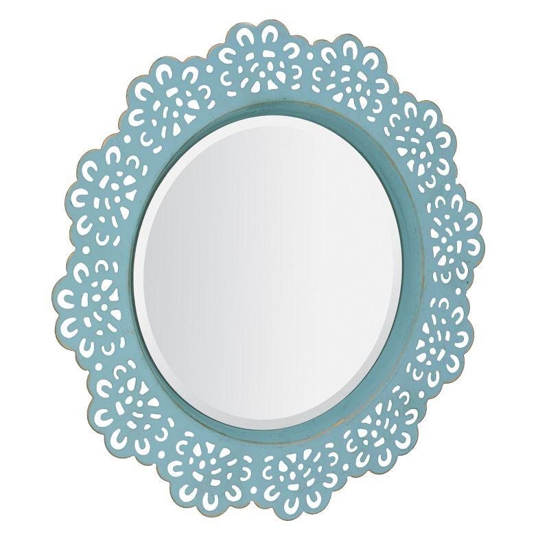 12.5" Floral Metal Lace Wall Mirror Light Blue - Stonebriar Collection: Modern Round Decorative, No Assembly Required
