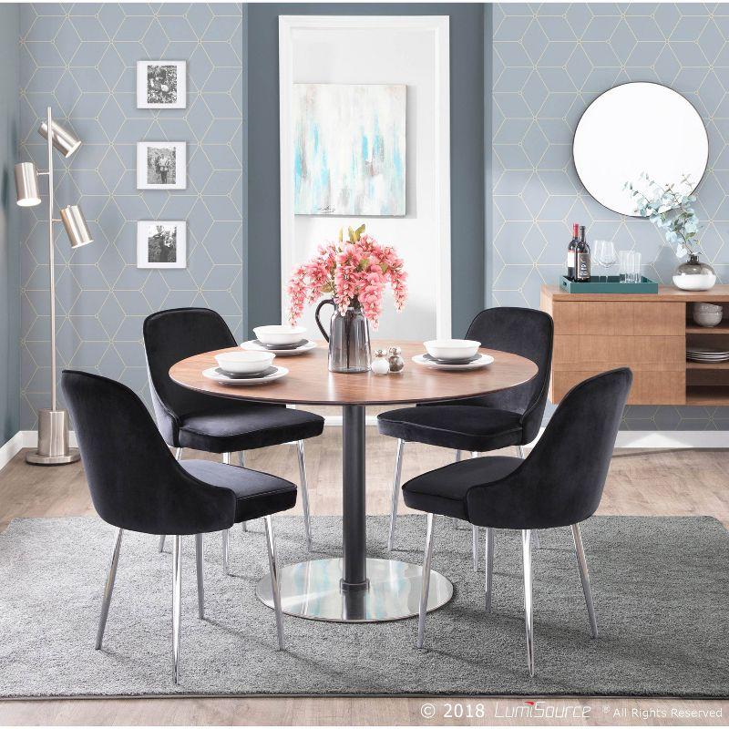 LumiSource Set of 2 Marcel Dining Chairs Black/Chrome: Velvet Upholstery, Metal Legs, No Assembly Required