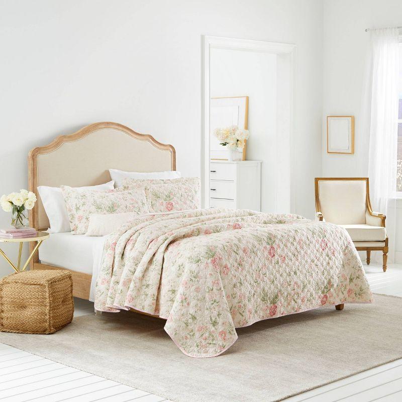 Laura Ashley Laura Ashley Breezy Floral Cotton Reversible Quilt Set