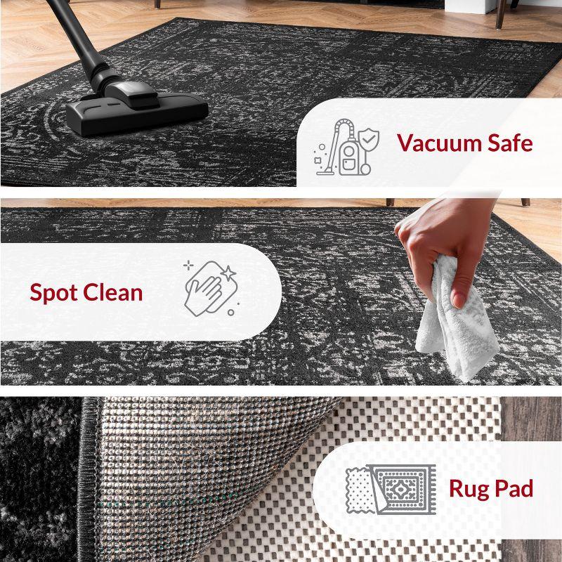 Nuloom Arlena Medallion 4x6 Indoor Area Rug for Living Room Bedroom Dining Room Kitchen, Black/Grey