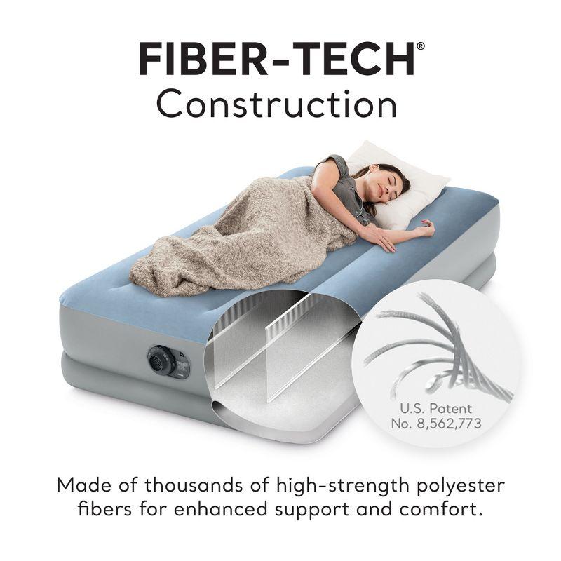 Intex Dura Beam Plus Mid-Rise Comfort Plush Fiber-Tech 14" Air Mattress Twin-Sized Bed with Built-In Electric Pump and Carry Storage Bag