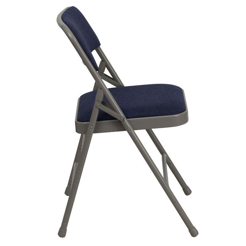 Flash Furniture 4 Pack HERCULES Series Curved Triple Braced & Double Hinged Navy Fabric Metal Folding Chair