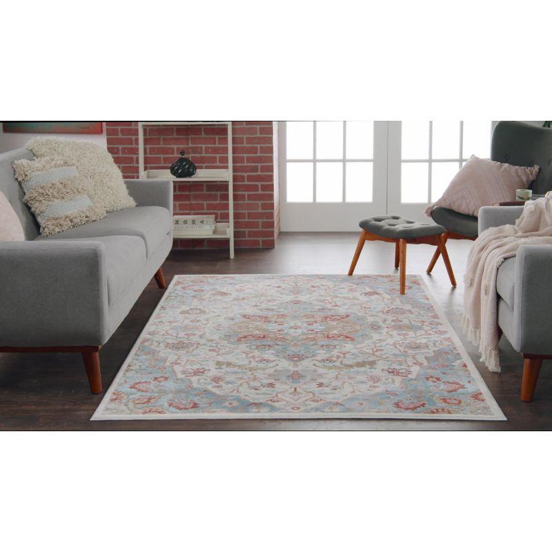 Nourison Elation Floral Medallion Indoor Rug Ivory Blue 7'10" x 9'10"