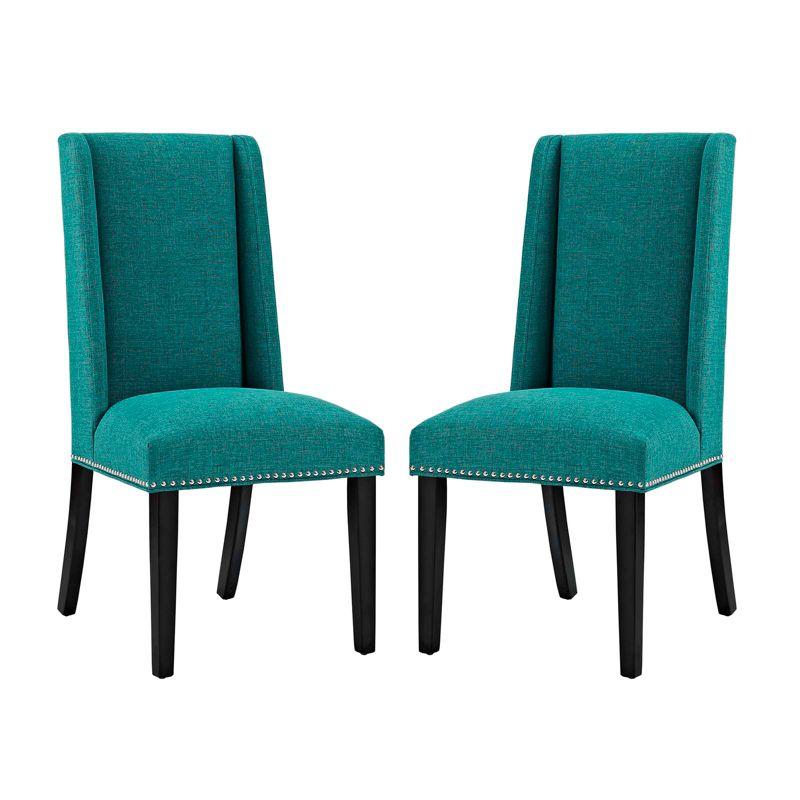 Modway Baron White Vinyl and Wood Frame Dining Chairs