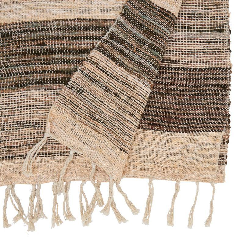 Beige and Brown Striped Cotton Table Runner