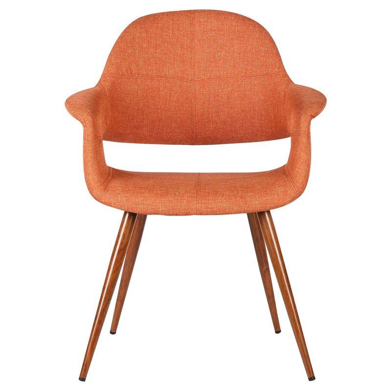 Phoebe Mid-Century Dining Chair Pumpkin - Armen Living: Upholstered, Walnut Legs, 250lb Capacity