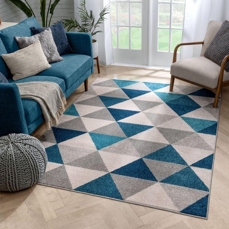 Isometry Modern Geometric Triangle Soft Area Rug