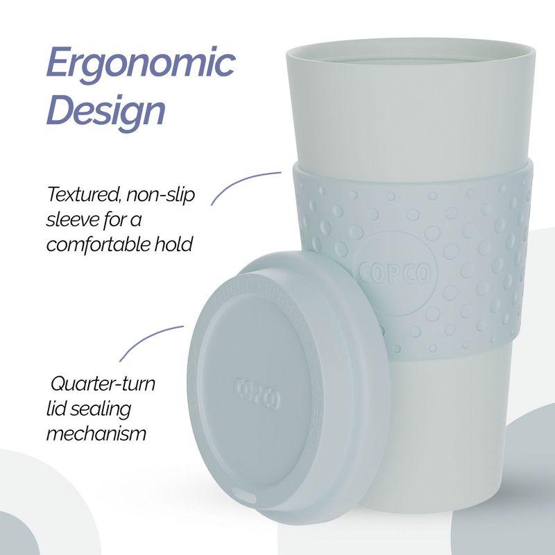 Copco Acadia To Go Mug Set of 2, 16 Ounce Reusable Coffee Cups with Lids, Durable & BPA-Free, Travel Mugs Double-Wall Insulation, Purple & Teal