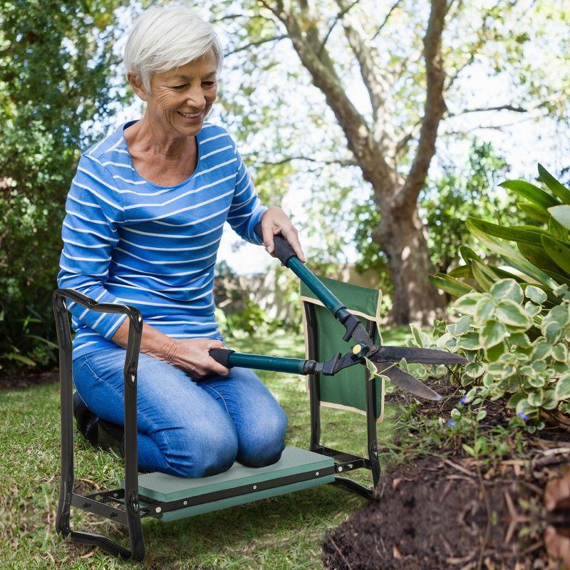 Outsunny Garden Kneeler Seat Stool Bench Kneeling Pad and 1 Large Side Tool Pouch & Easy Folding Design for Transport & Storage