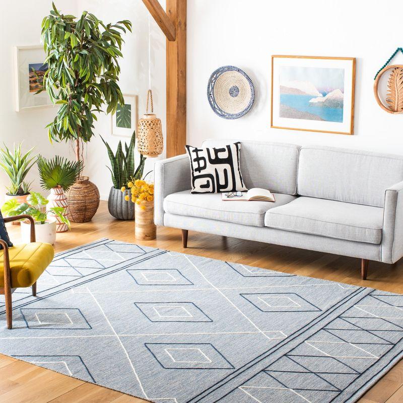 Striped Kilim STK510 Hand Woven Area Rug - Light Blue/Ivory - 6'x9' - Safavieh.