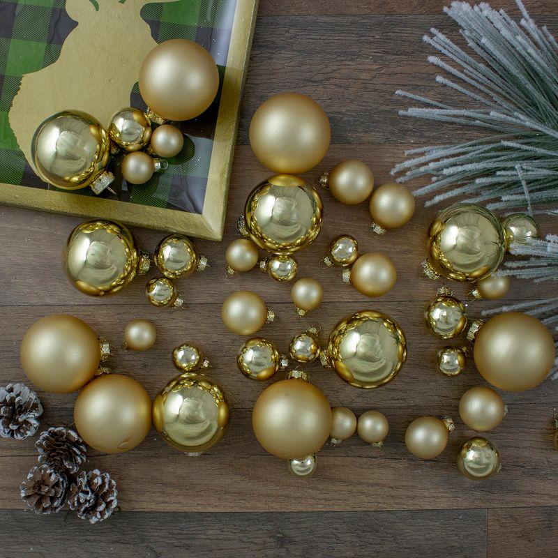 Gold Glass Matte and Shiny Christmas Ball Ornament Set