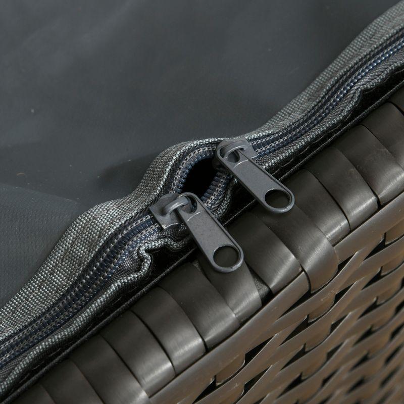 Outsunny Storage Bench Rattan Wicker Garden Deck Box Bin with Interior Waterproof Cloth Bag and Comfortable Cushion, White